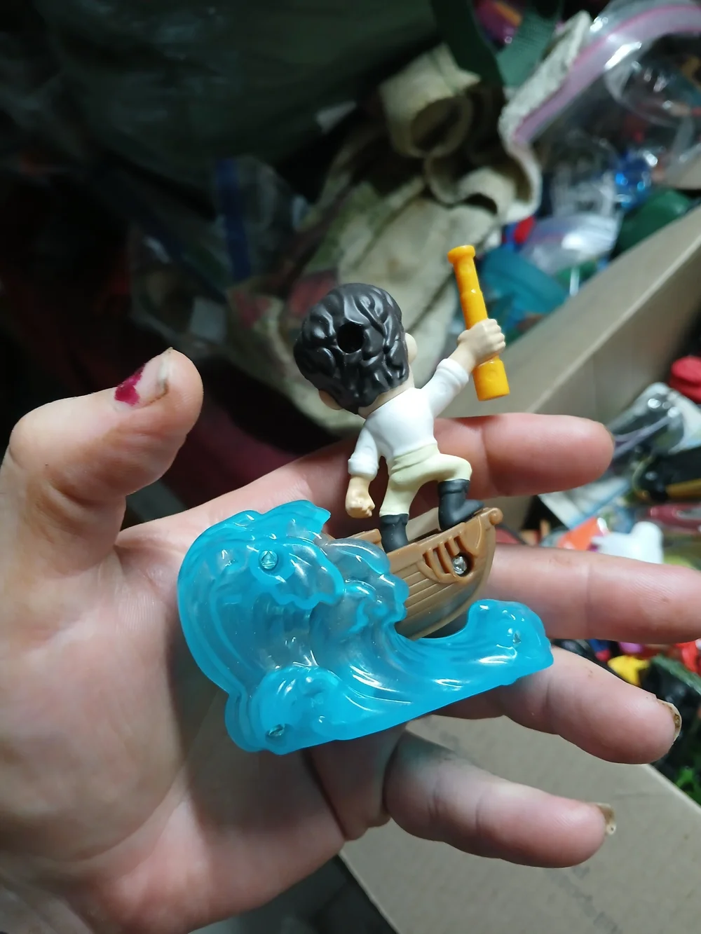 McDonald's Brown-Haired Sailor Figure with Yellow Spyglass and Blue Wave